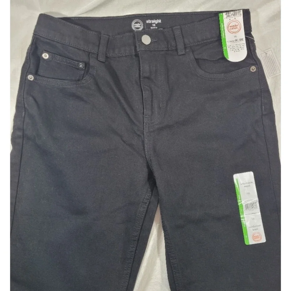 Wonder Nation CleanKore Boy's Vintage Straight Leg Denim Jeans - Black - Size 16